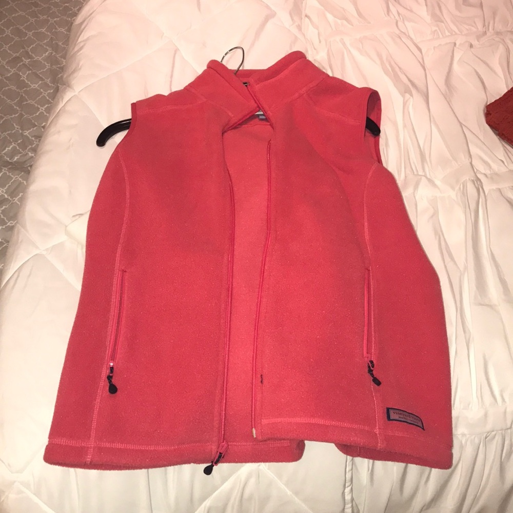 Coral fleece Vineyard Vines vest